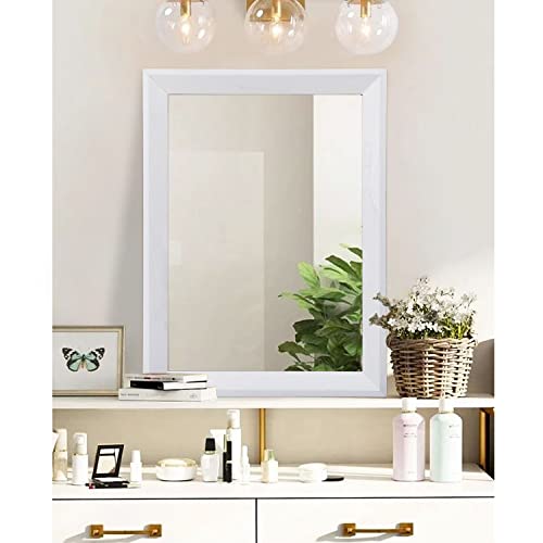 Rectangular Wall Mirror Decorative Wood Framed Mirrors Large 26"x18" for Farmhouse Bedroom Bathroom Living Room Entryway Hanging Home Decor