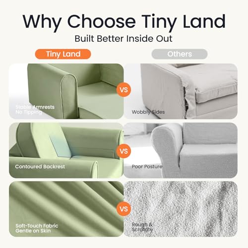 2-in-1 Foldable Kids Couch with Pocket Soft Thick Toddler Sofa