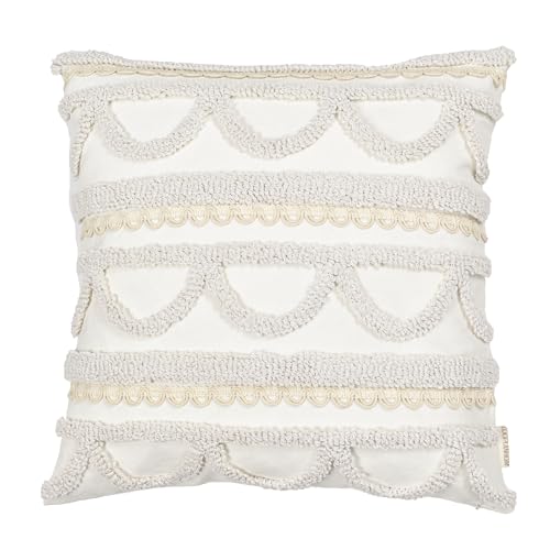 Boho Throw Pillow Covers 18x18 Tufted for Couch Sofa Beige