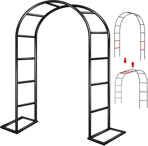 Garden Arch Trellis for Climbing Plants Outdoor Wedding Arches for Ceremony Black Metal Garden Arbor Indoor Garden Arches for Party Decoration 7.9ft Wide X 6.4ft High