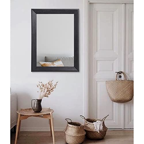 Black Mirrors for Wall Rectangle Wood Framed Large 26"x18" Decorative Wall Mirror for Bedroom Bathroom Living Room Dressing Room Entryway