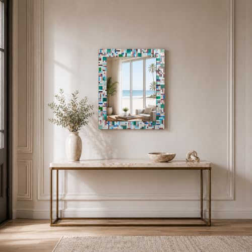 30" x 24" Green Mosaic Wall Mirror
