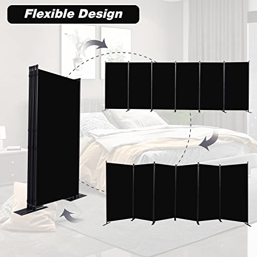 Room Divider 6 Panel Folding Privacy Screens with Wider Feet