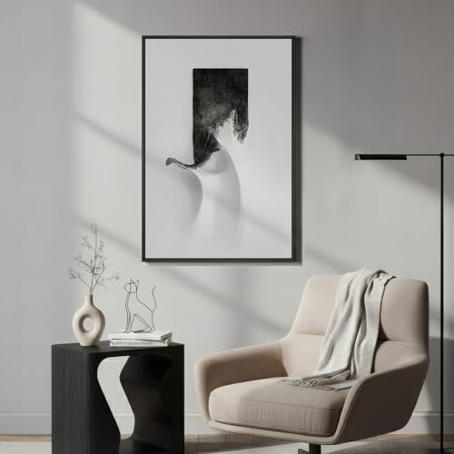 Framed Modern Black and White Abstract Wall Art