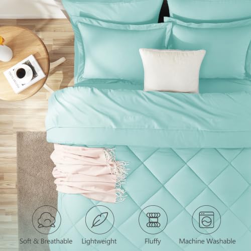King Comforter Set 102"x90" Spa Blue