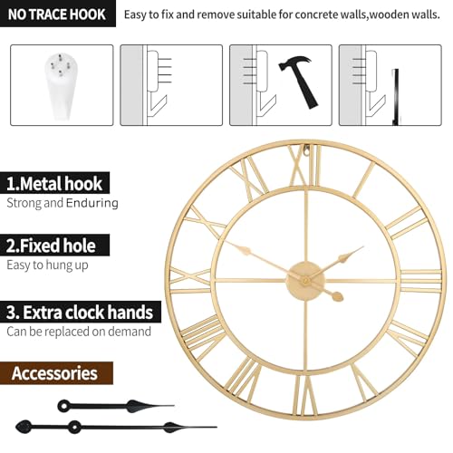 Large Wall Clock Silent Non
