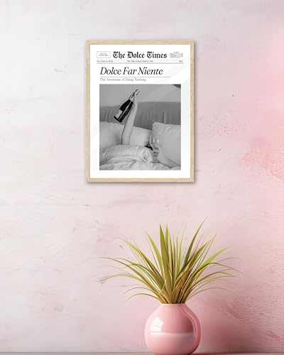Small 8x10in Dolce Far Niente Framed Newspaper Wall Art