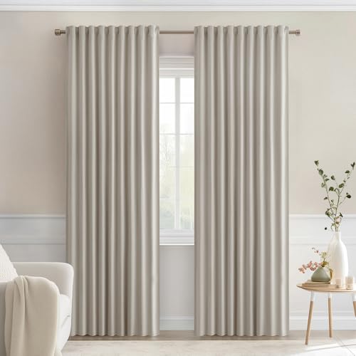 Natural Back Tab Blackout Curtains 52x90 Inch Long 2 Panels Set (2 Count)