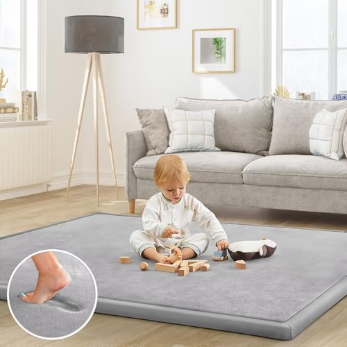 Baby Play Mat for Floor Nursery Rug Muscle Mat Area Rug Playroom Rug 79"x110" Playpen Mat Elastic Foam 1.3" Thick Crawling Mat for Babies