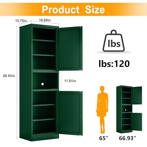 Tall Narrow Storage Cabinet 66.93" H Tall Bathroom Cabinet Metal Pantry Cabinets