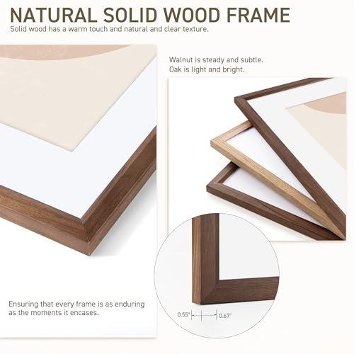 8x10 Picture Frame Set of 4 Natural Solid Walnut Photo Frames with 5x7 Removable Mat Wall Hanging Large Handcrafted Frame with HD Plexiglass Wall and Tabletop Display Large Poster Frame (4 Count)
