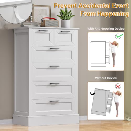 Odeekea White Dresser with 6 Drawers