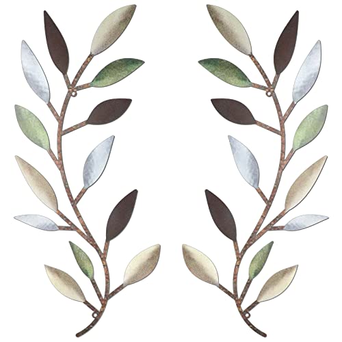 2 Pcs Metal Leaf Wall Art Vine Branch Decor (2 Count)