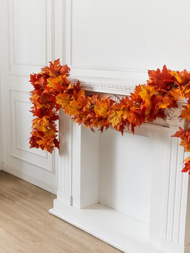 6PCS Yellow Red Fall Maple Leaves Garland (33.6 Foot)