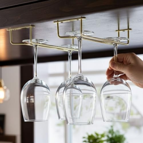 Set of 2 Brass Plated 10" Glass Hanger