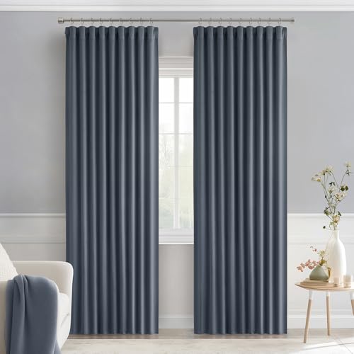 Stone Blue Back Tab Blackout Curtains 52x90 Inch Long 2 Panels Set (2 Count)