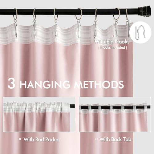 Light Pink Back Tab Blackout Curtains 52x96 Inch Long 2 Panels Set (2 Count)