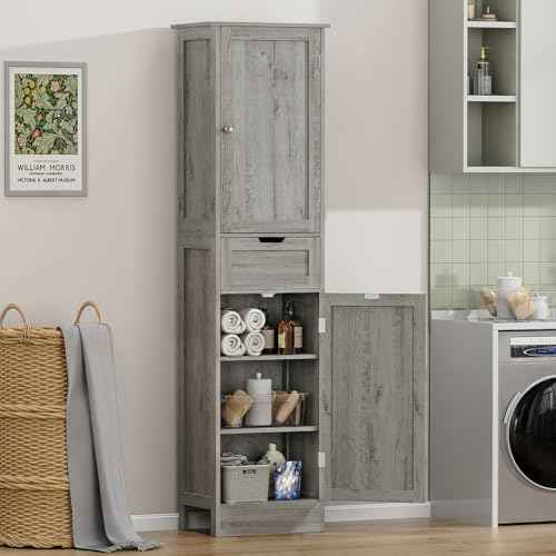 66.9" Tall Bathroom Storage Cabinet with 2 Doors & 1 Drawer