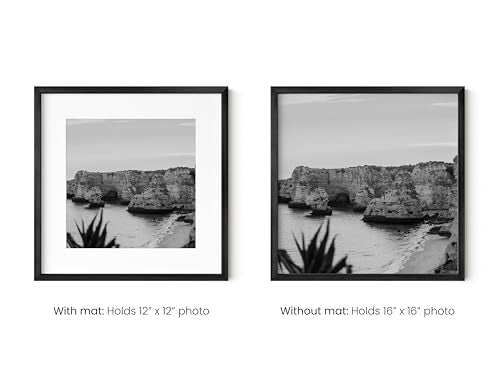 16x16 Black Metal Picture Frames Matted to 12x12 (4 Count)