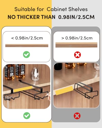 Wine Glass Holder 2PCS Stemware Rack Hanger Under Cabinet Wine Glass Rack Kitchen Hanging Storage Rack Organizer
