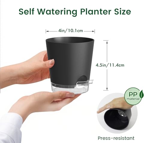4 inch Self Watering Pots for Indoor Plants (5 Count)
