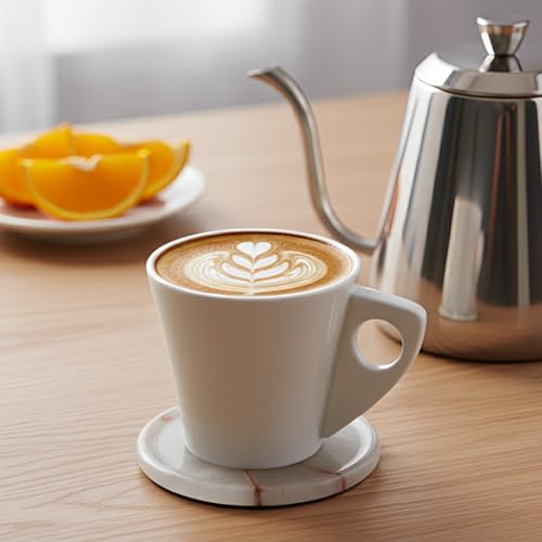 Round Marble Coasters Set of 6 with Holder