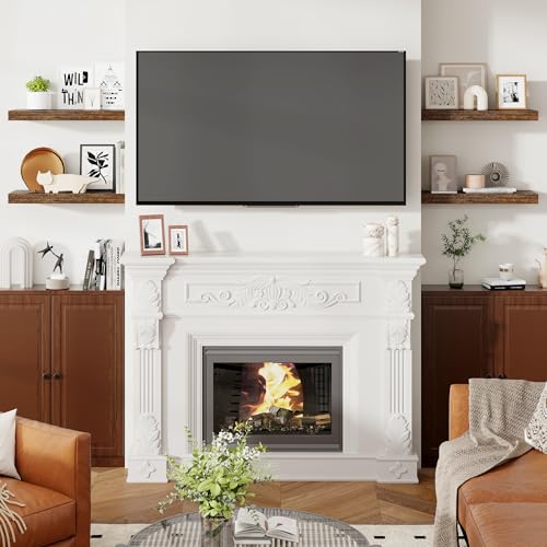 24 Inch Floating Shelves for Wall Rustic Brown Shelves Set of 2 (2 Count)