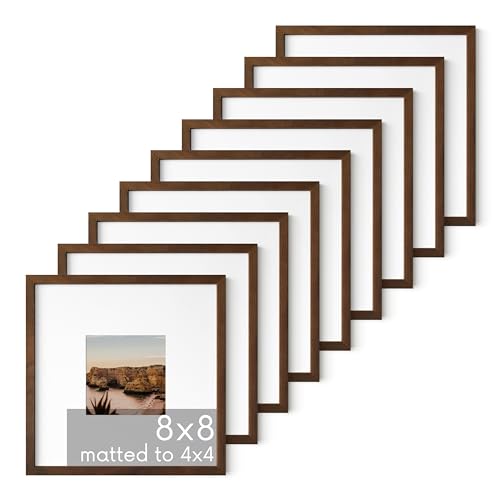 Walnut Oak Wood 8x8 Picture Frames (9 Count)