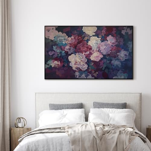 30"x60" Extra Large Framed Wall Art Bold Peony Bloom in Colorful Impressionist Style
