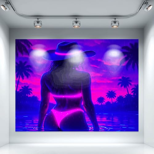 Blacklight Tapestry Sexy Girl UV Reactive Tapestry 78x59 Inch
