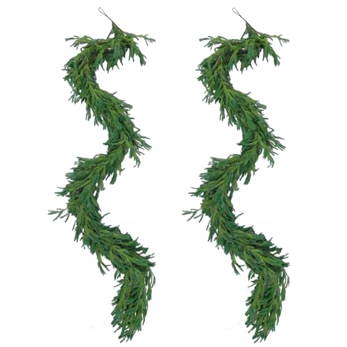 2Pcs 6Ft Artificial Norfolk Pine Garlands (2 Count)