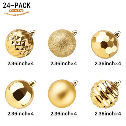60mm 2.36" Christmas Ball Ornaments Shatterproof Christmas Ornaments Set Decorations for Xmas Tree Balls (34 Count)