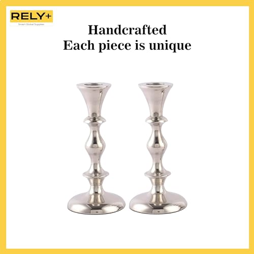 Silver Candle Holders Set of 2 Decorative Centerpiece Table Candlesticks Holders for Taper Candles Home Decor Easter Candle Holders for Dinner Party Wedding Decorations