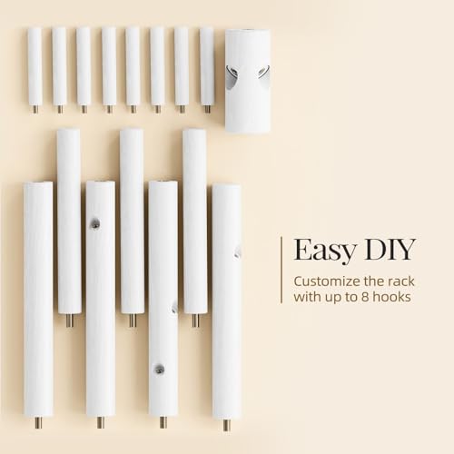Solid Wooden Coat Rack Freestanding with 8 Hooks