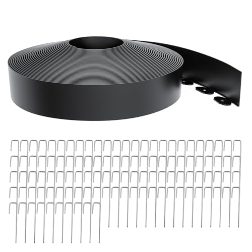 Landscape Edging 4 Inch Tall 100FT with 110Pcs Metal Spikes
