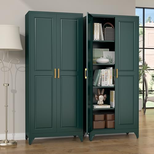 75”Metal Pantry Storage Cabinet with Doors & 4 Adjustable Shelves