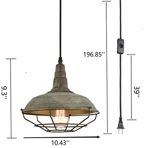 Farmhouse Plug in Pendant Light with 16 Feet Hanging Cord Hanging Lighting Fixture
