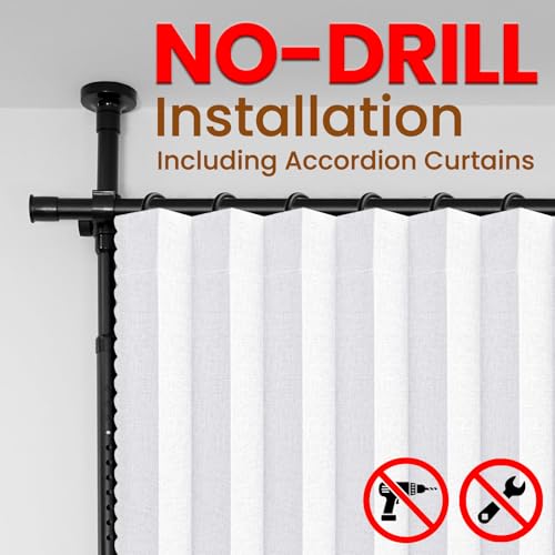 100% Blackout Room Divider Curtains Sets White W100 x L96 in 2 Panels No Drill Curtain Rods (2 Count)