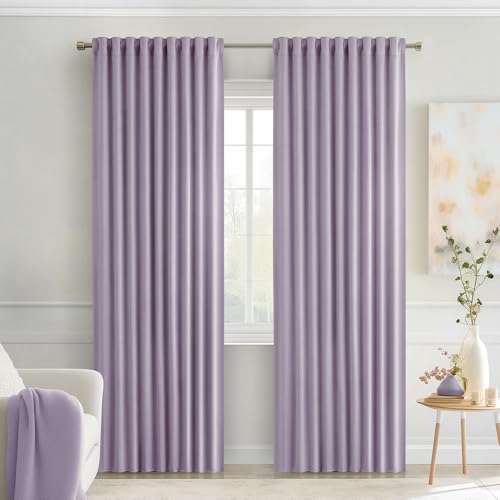 Lilac Back Tab Blackout Curtains 52x84 Inch Length 2 Panels Set (2 Count)