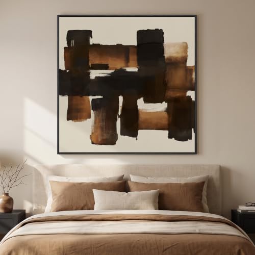 Extra Large Framed Brown Black Abstract Wall Art for Living Room