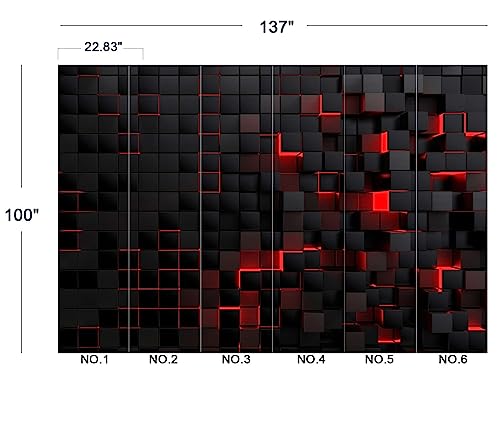 Tech Red Blocks wall Mural Wallpaper for Bedroom 137" x 100" (95.12 Sq Ft)