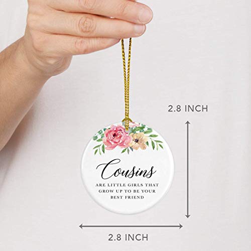 Round Ceramic Porcelain Christmas Tree Ornament Keepsake Gift for Cousins