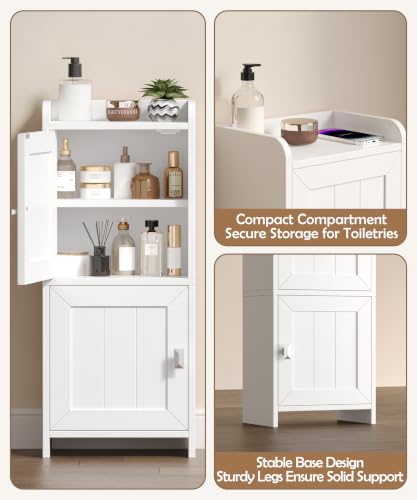 Small Bathroom Cabinet Narrow Toilet Paper Organizer White