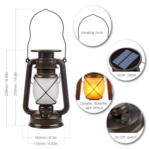 Solar Lanterns Outdoor Waterproof 2 Pack LED Flickering Light (2 Count)