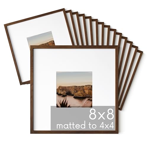 Set of 15 Square Walnut 8x8 Picture Frames (15 Count)