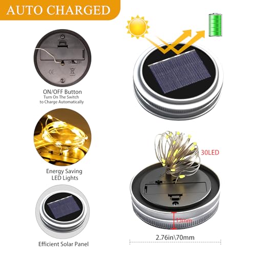 Mason Jar Solar Lights for Outside (12 Count)