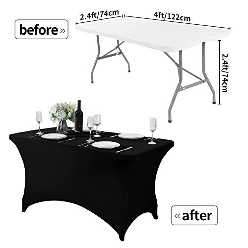 Spandex Table Cover for 4FT or 6ft or 8ft Table Universal Fitted Stretch Tablecloth for Party