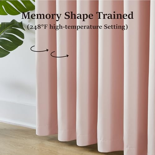 Elegant Pink Pleated Curtains 120 Inches Long for Hall Windows (2 Count)