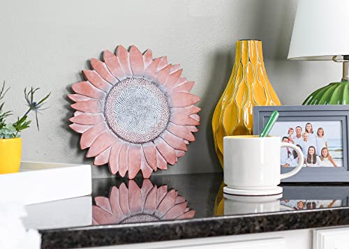 NAT & Jules Sunflower Shaped Dimensional Indoor Outdoor 12 inch Cast Resin Decorative Garden Stepping Stone