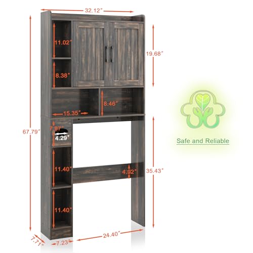 Farmhouse Over The Toilet Storage Cabinet with Barn Door